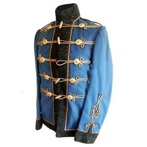Homme Coupe Slim Militaire Hussard Costume Veste Fermeture Éclair