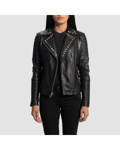Veste Motard en Cuir Noir Cloutée Sally Mae | Jacket Tailor