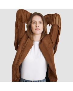 Veste en Cuir Suédé à Franges en Peau de Chèvre véritable Vintage Pour Femme | Jacket Tailor