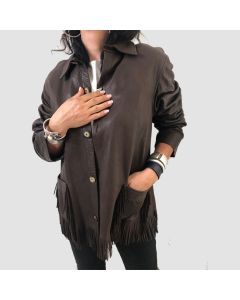 Veste Marron Pour Femme Avec Une Veste à Franges en Cuir à la Mode | Jacket Tailor