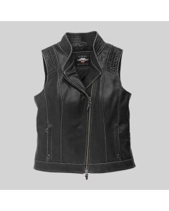 Harley Davidson Gilet en Cuir Electra Clouté Pour Femme | Jacket Tailor