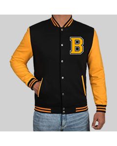 Decorum Veste Letterman Noir ET Jaune Homme | Jacket Tailor