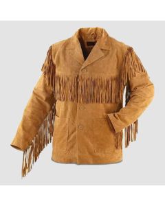 Veste en Cuir Marron Pour Hommes Avec Franges de Style Occidental Pour Cowboys | Jacket Tailor