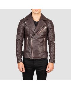 Veste Motard en Cuir Marron Armand  | Jacket Tailor
