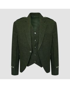 Veste Kilt en Tweed Vert Olive Avec Gilet-jacket Tailor
