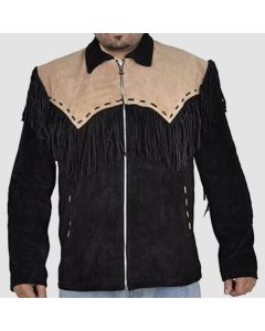 Veste en Cuir de Cowboys Dans Le Style Amérindien Occidental-Jacket Tailor