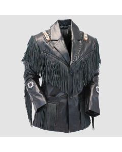 Veste Noire à Franges De Style Western - Jacket Tailor