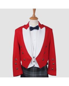 Veste Prince Charlie Rouge ET Gilet Blanc-Jacket Tailor