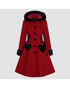 Hell Bunny Scarlett Coat Manteau Femme Rouge/Noir Gothique Rockwear-Jacket Tailor