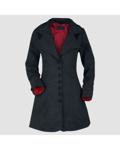 Manteau Noir Gothique Pour Femme Avec Doublure Rouge Noir-Jacket Tailor