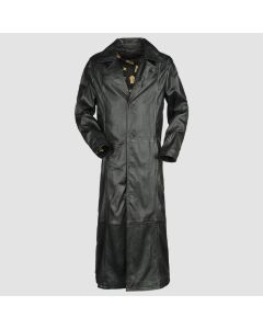 Trench-Coat en Cuir Noir Pour Homme-Jacket Tailor