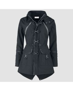 Poizen Industries Makara Manteau Femme Noir Everyday Gothic Rockwear-Jacket Tailor