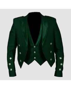 Veste Prince Charlie Verte Avec Gilet Rampant Lion-Jacket Tailor
