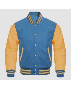 Veste de baseball Varsity Letterman Bomber pour hommes en cuir doré-Jacket Tailor
