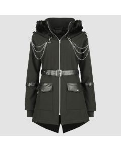 Manteau Noella Sans CœUr Noir Goth Punk Emo Chaînes Zip Alternative-Jacket Tailor