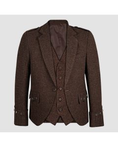 Veste Kilt Argyll en Tweed Marron Foncé Avec Gilet à 5 Boutons-jacket Tailor