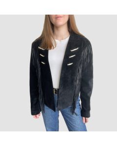 Veste en Cuir Lariat Fringe Vintage Pour Femmes Fabriquée Aux ÉTats-Unis | Jacket Tailor