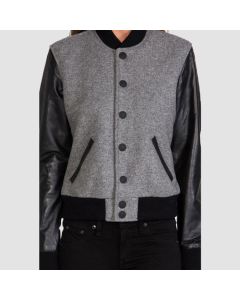 Short Body Smart Fit Noir ET Gris Veste Varsity éLégante Femme-jacket Tailor