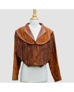 Veste en Cuir de Style Occidental en Daim Marron Pour Femme Avec Frange | Jacket Tailor