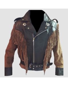 Veste en Cuir de Vache ET Daim Western Cowboy Biker Pour Hommes, Franges | Jacket Tailor