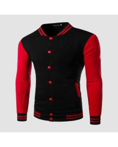 Veste Universitaire Letterman Rouge ET Noire Coupe Slim-Jacket Tailor
