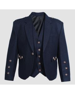 Veste ET Gilet Argyll en Tweed Bleu Pure Laine-jacket Tailor