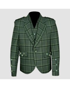 Veste kilt Argyle en tweed vert Lovat de style traditionnel avec gilet à 5 boutons-jacket Tailor
