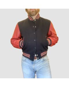 Veste de Baseball Universitaire Golden Bear Vintage Pour Hommes Noir ET Rouge-Jacket Tailor