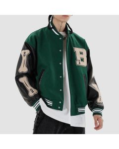 Y2K Varsity, Bones Hip-Hop Baseball Bomber Veste Streetwear-Jacket Tailor	