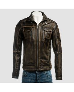 Meilleure Veste de Moto en Cuir Marron Vieilli Vintage | Jacket Tailor