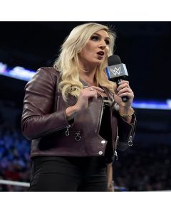 Charlotte Flair - Veste en Cuir Marron Rider-Jacket Tailor