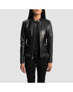 Veste Motard en Cuir Noir Haley Ray  | Jacket Tailor
