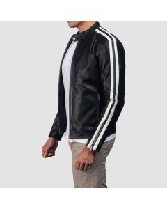 Veste Motard en Cuir Noir Hank  | Jacket Tailor
