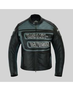 Harley Davidson Veste en Cuir Noir ET Gris Pour Hommes  | Jacket Tailor
