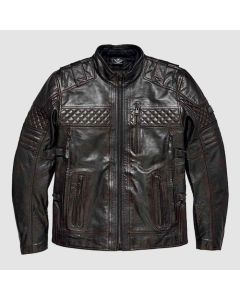 Harley Davidson Triple Vent System Ironstone Veste en Cuir Pour Hommes | Jacket Tailor