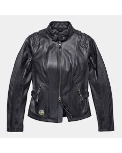 Harley Davidson Veste en cuir noir réfléchissant pour femme SZ Petite  | Jacket Tailor
