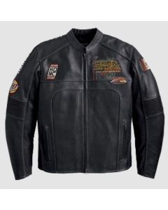 Veste en Cuir Noir Perforé Classique Harley Davidson Pour Hommes | Jacket Tailor