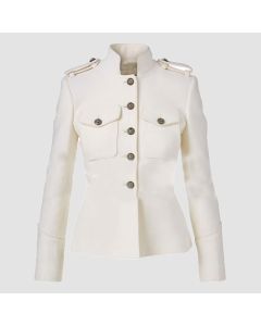 Veste de Style Militaire Pour Femme Blazer Militaire en Laine Blanche - jacket tailor