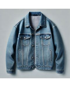 Men's Classic Blue Denim Jacket with Button Front Closure and Chest Pockets
