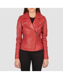Veste Motard en Cuir Rouge Flashback  | Jacket Tailor
