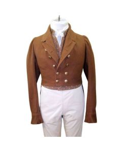 Manteau de Queue Sur Mesure en Laine Marron Regency 1830- Jacket Tailor