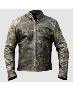 Veste en Cuir Vieilli Style Motard Rétro Antique Pour Homme | Jacket Tailor