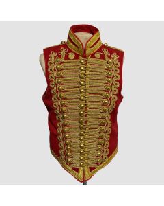 Gilet Rouge Avec Bouton en Laiton de Gilet de Hussard Tressé D'Or, Gilet de Hussard de Mode Pour Hommes Pour Les Hommes- Jacket Tailor