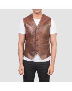 Gilet en Cuir Marron Auden-Jacket Tailor