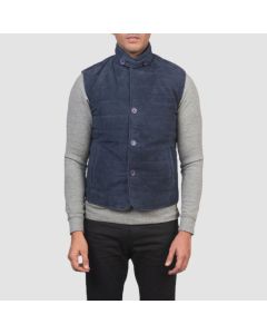 Gilet en Daim Bleu Tony-Jacket Tailor