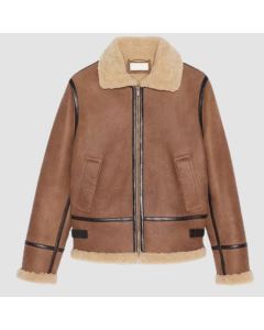 Veste Aviateur en Peau de Mouton Marron Clair Anderson | Jacket Tailor