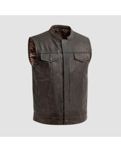 Gilet de Moto en Cuir Pour Hommes Sharp Shooter - Marron-Jacket Tailor