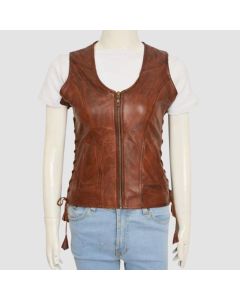Gilet en Cuir Marron Pour Femme | Jacket Tailor