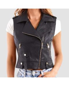 Gilet en Cuir Sans Manches Pour Femmes | Jacket Tailor