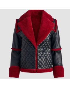 Veste en Peau de Mouton Rouge Style Pilote Aviateur Pour Femme | Jacket Tailor